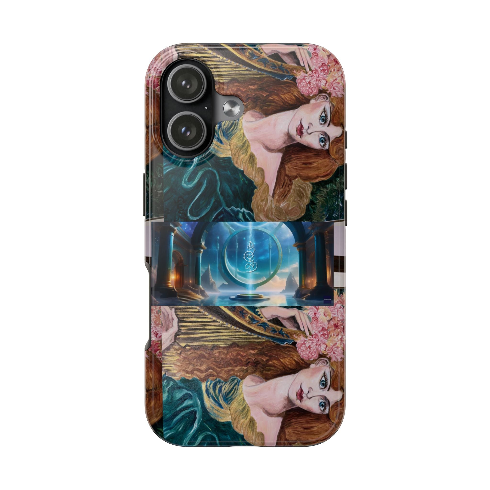 Ancient Greek Goddess of Music, daughter of Zeus, Mistress of Apollo,  Astral Gate, Time Traveller hard phone-case, Angelic Woman Art.
