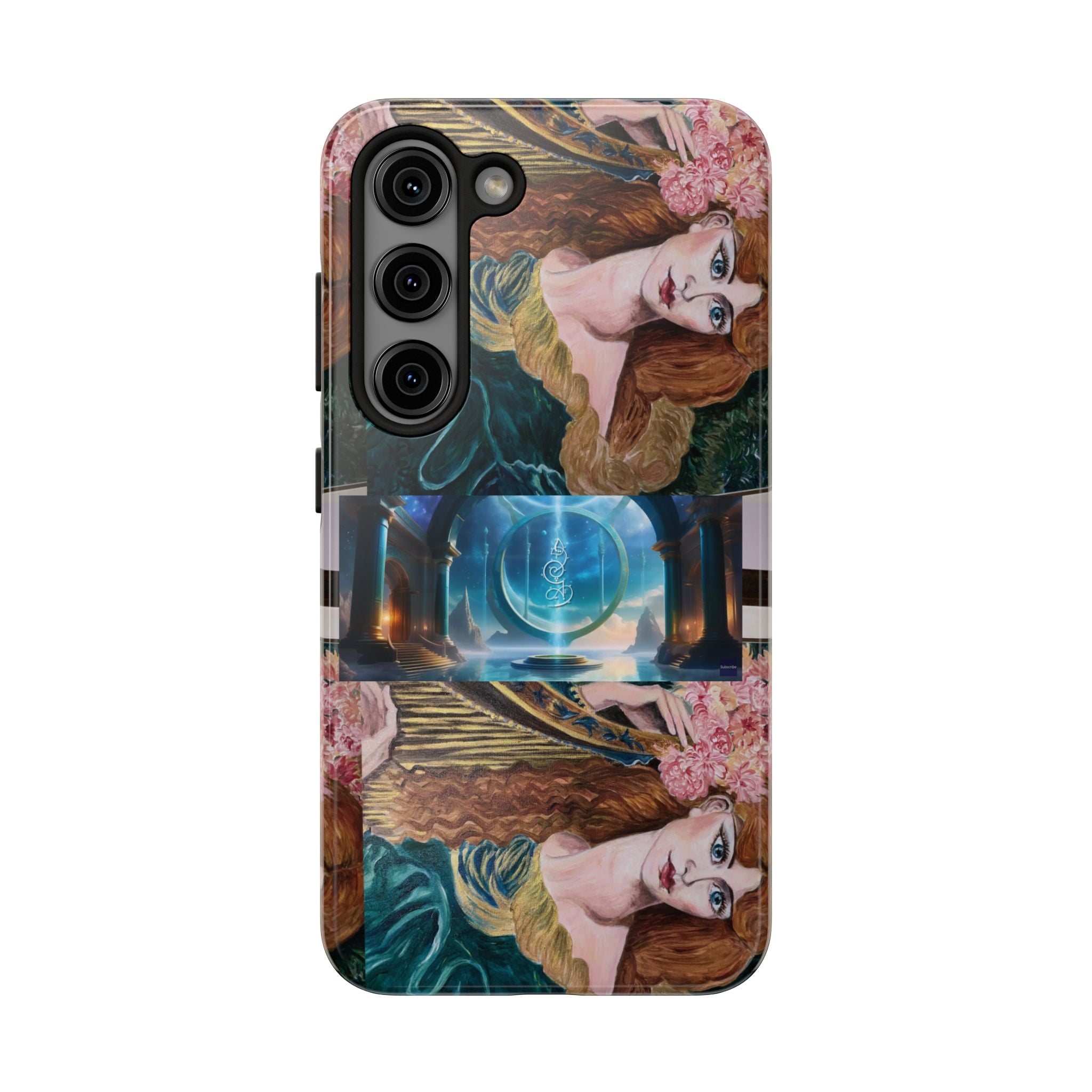 Ancient Greek Goddess of Music, daughter of Zeus, Mistress of Apollo,  Astral Gate, Time Traveller hard phone-case, Angelic Woman Art.