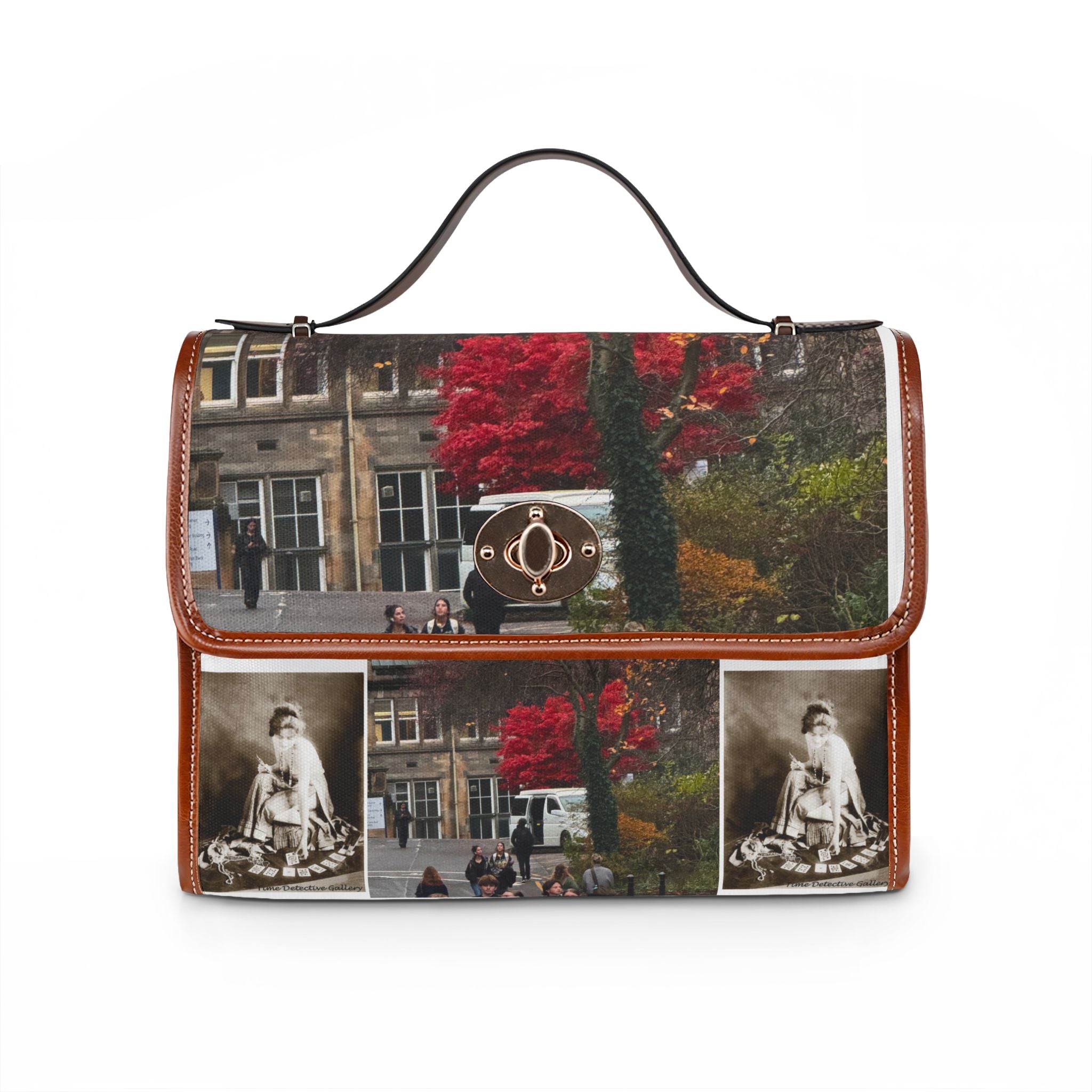 Vintage Leather Manor Photo Collage Waterproof Canvas Bag by Effrosyni