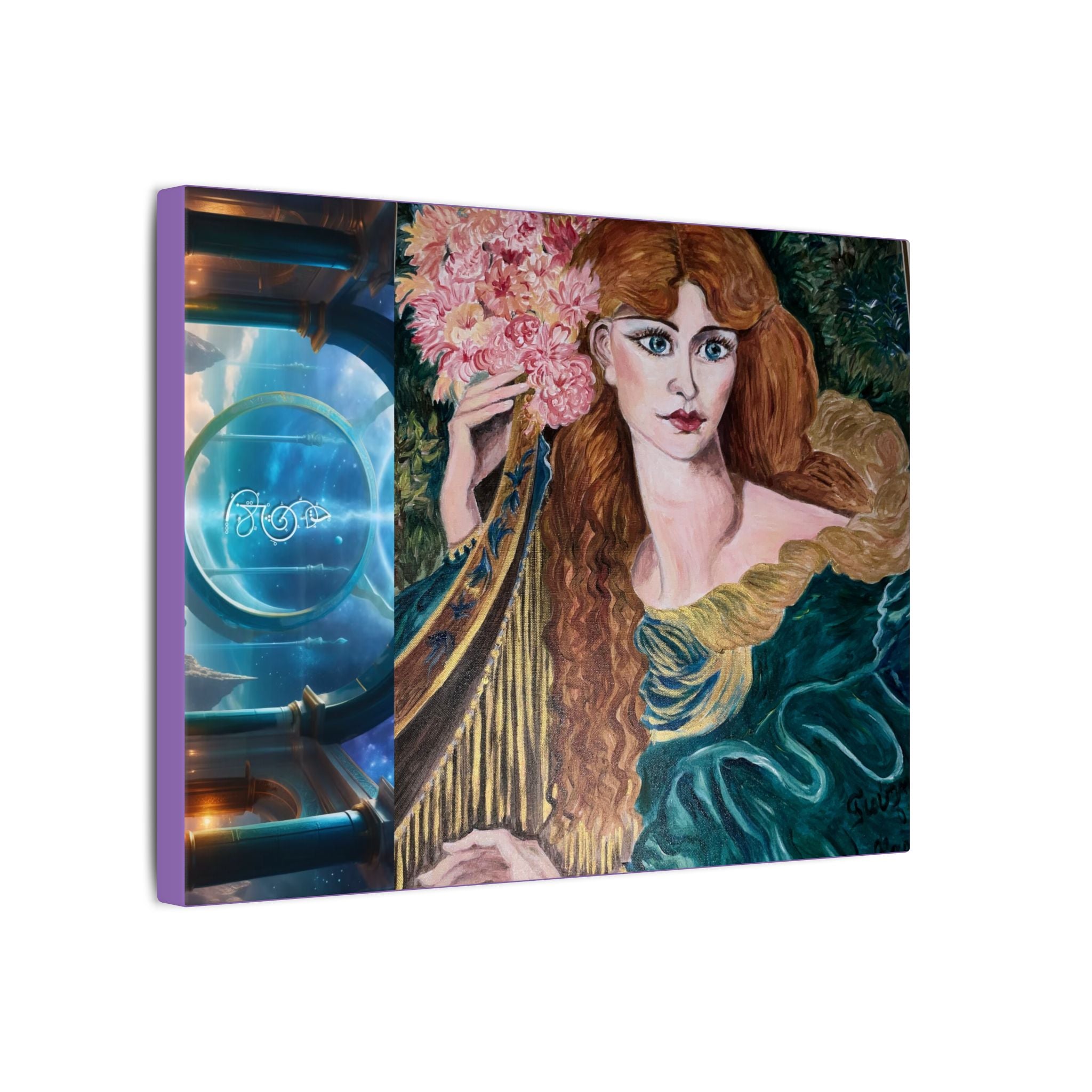 Greek Goddess of Music, Daughter of Zeus, 11 Dimensions Lady with Harp, Canvas