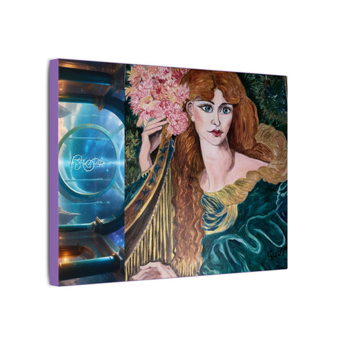 Greek Goddess of Music, Daughter of Zeus, 11 Dimensions Lady with Harp, Canvas