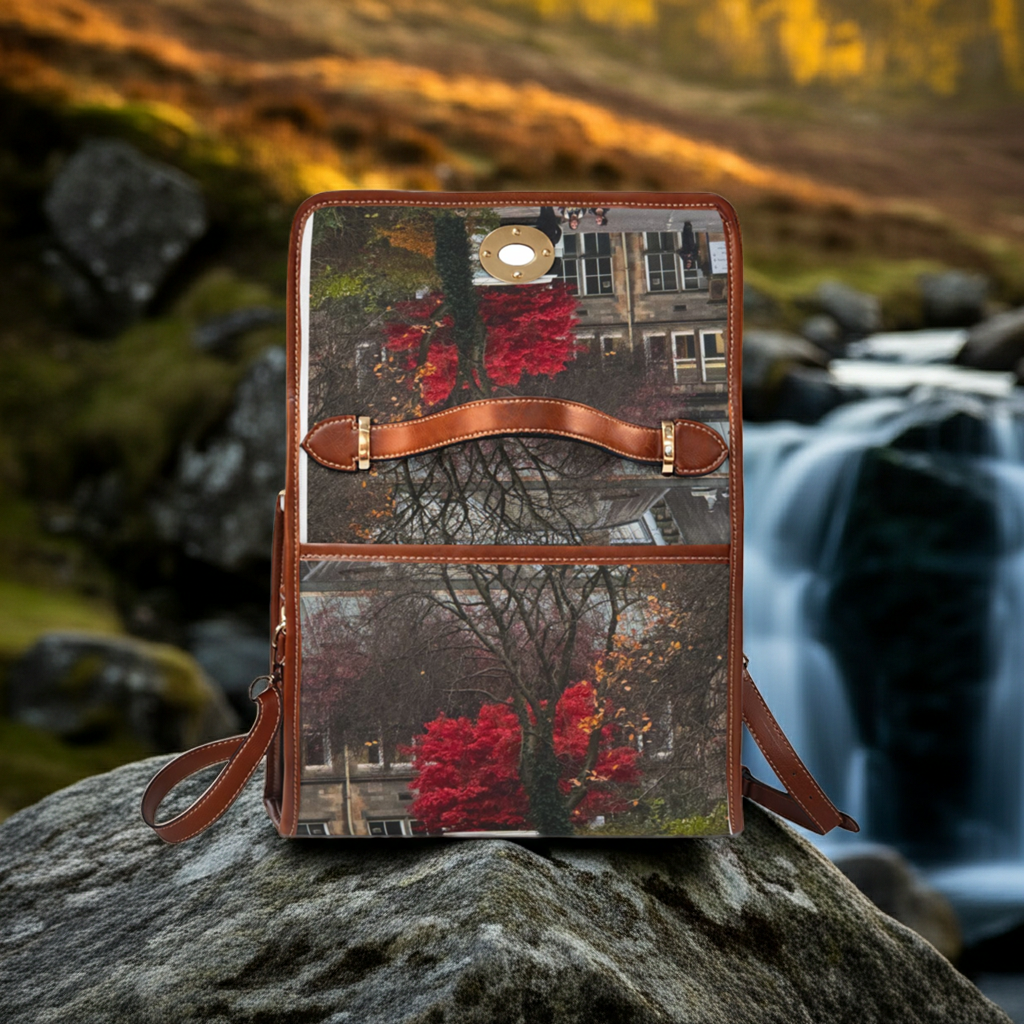 Vintage Leather Manor Photo Collage Waterproof Canvas Bag by Effrosyni