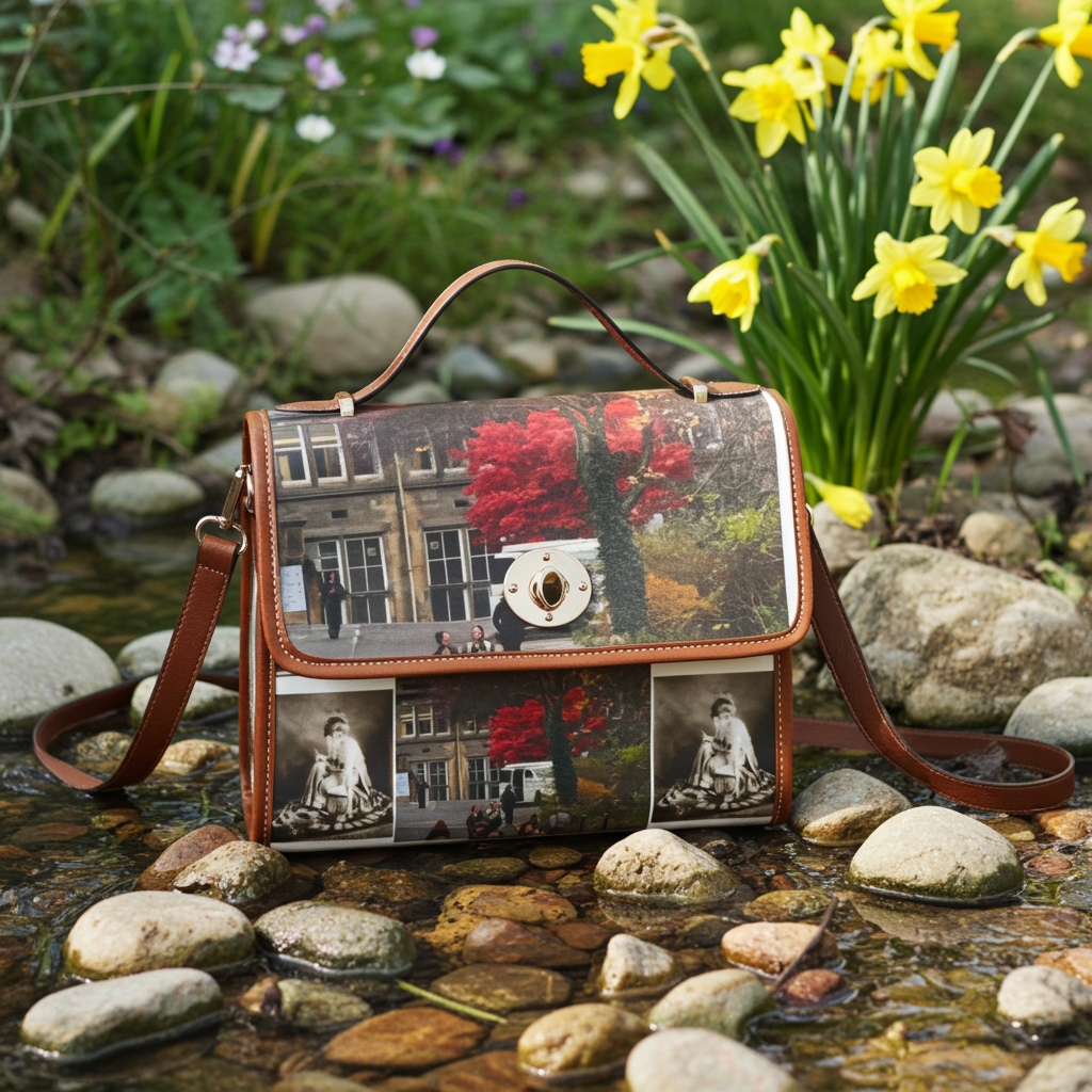 Vintage Leather Manor Photo Collage Waterproof Canvas Bag by Effrosyni