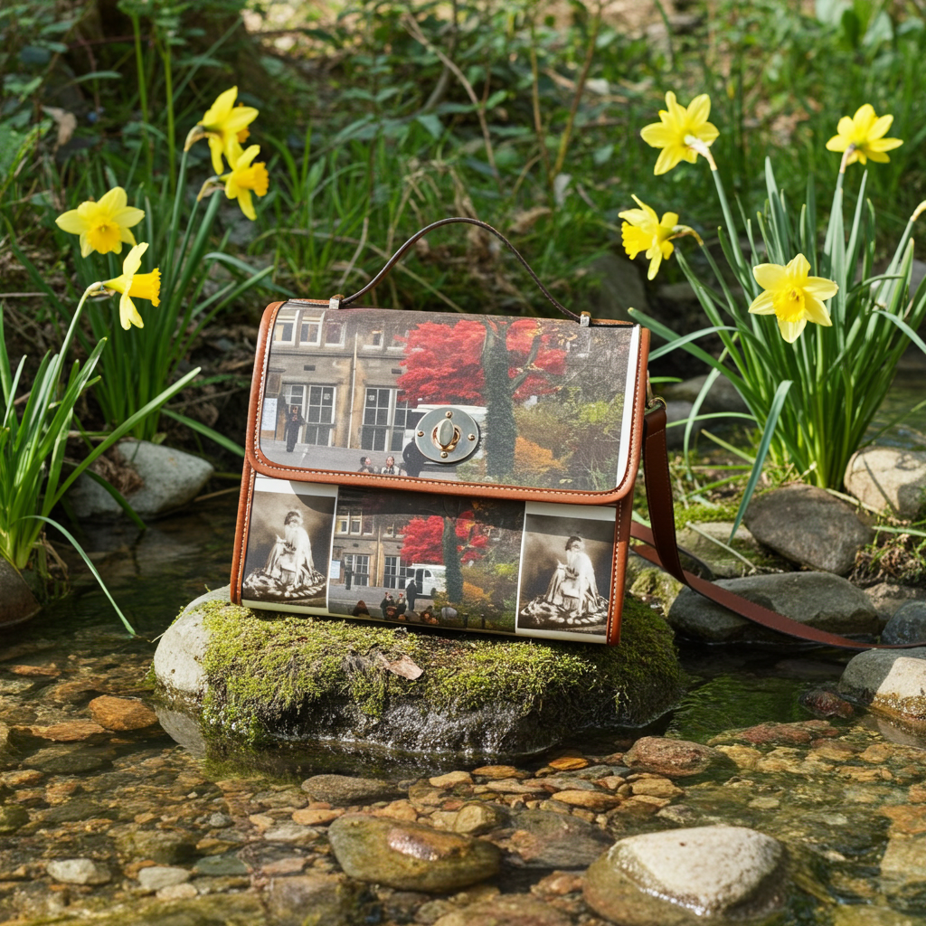 Vintage Leather Manor Photo Collage Waterproof Canvas Bag by Effrosyni