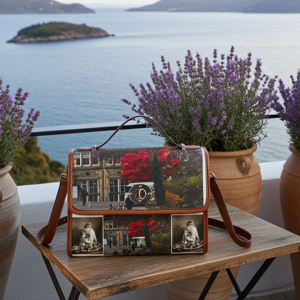 Vintage Leather Manor Photo Collage Waterproof Canvas Bag by Effrosyni