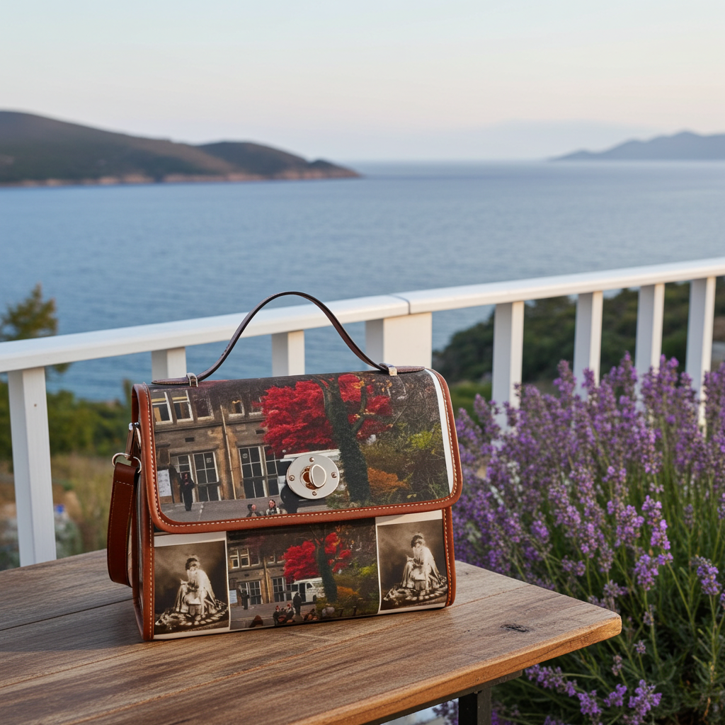Vintage Leather Manor Photo Collage Waterproof Canvas Bag by Effrosyni