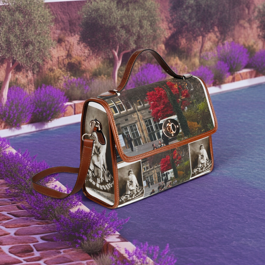 Vintage Leather Manor Photo Collage Waterproof Canvas Bag by Effrosyni