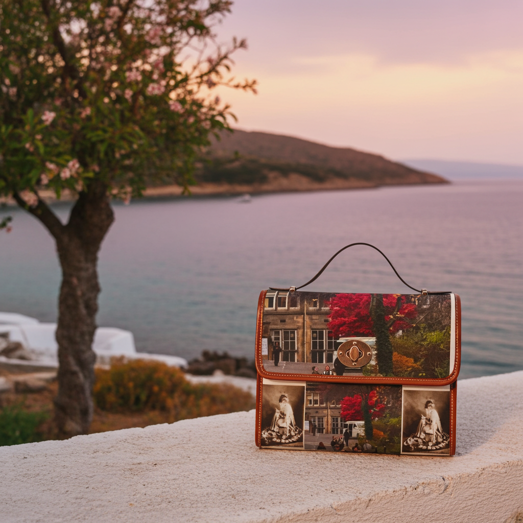 Vintage Leather Manor Photo Collage Waterproof Canvas Bag by Effrosyni